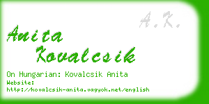 anita kovalcsik business card